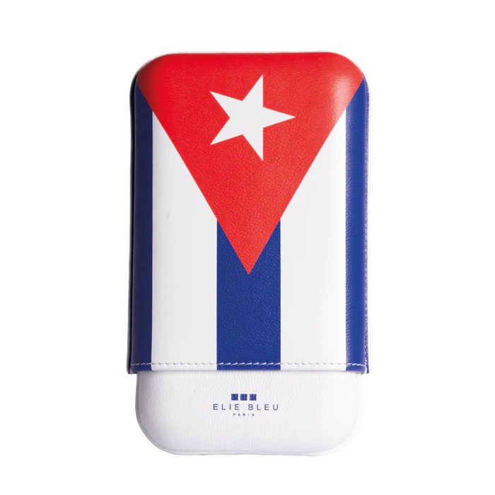 Cigar Case - Elie Bleu 27mm Cuban Flag - 3 Cigars