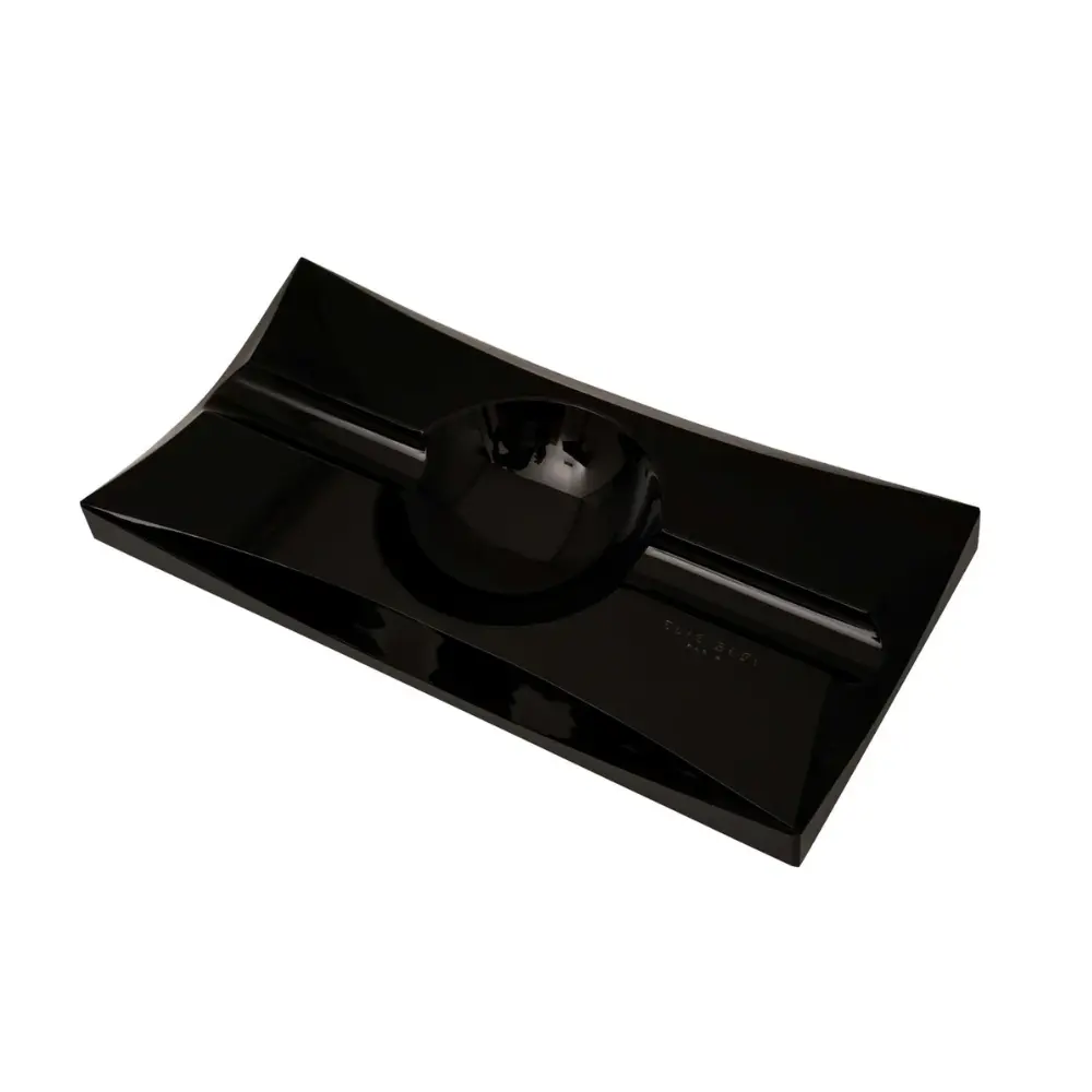 Ashtray - Obsidian Rectangular Black - 2 Cigars