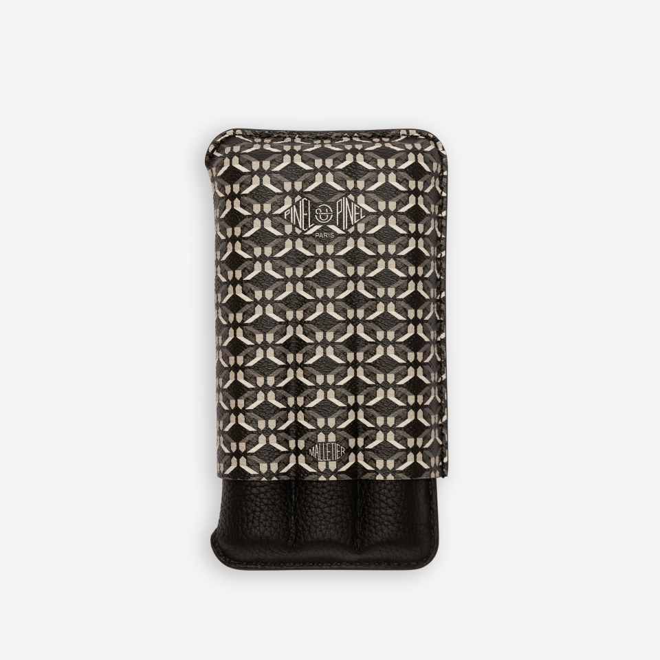 Cigar Case - Pinel Et Pinel Triple D24 Coated Canvas Perfect Black - 3 Cigars