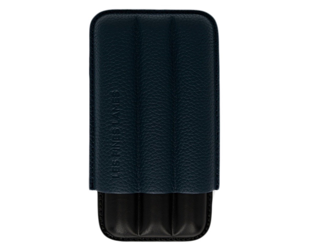 Cigar Case - Les Fines Lames Pebble Leather Blue - 3 Cigars