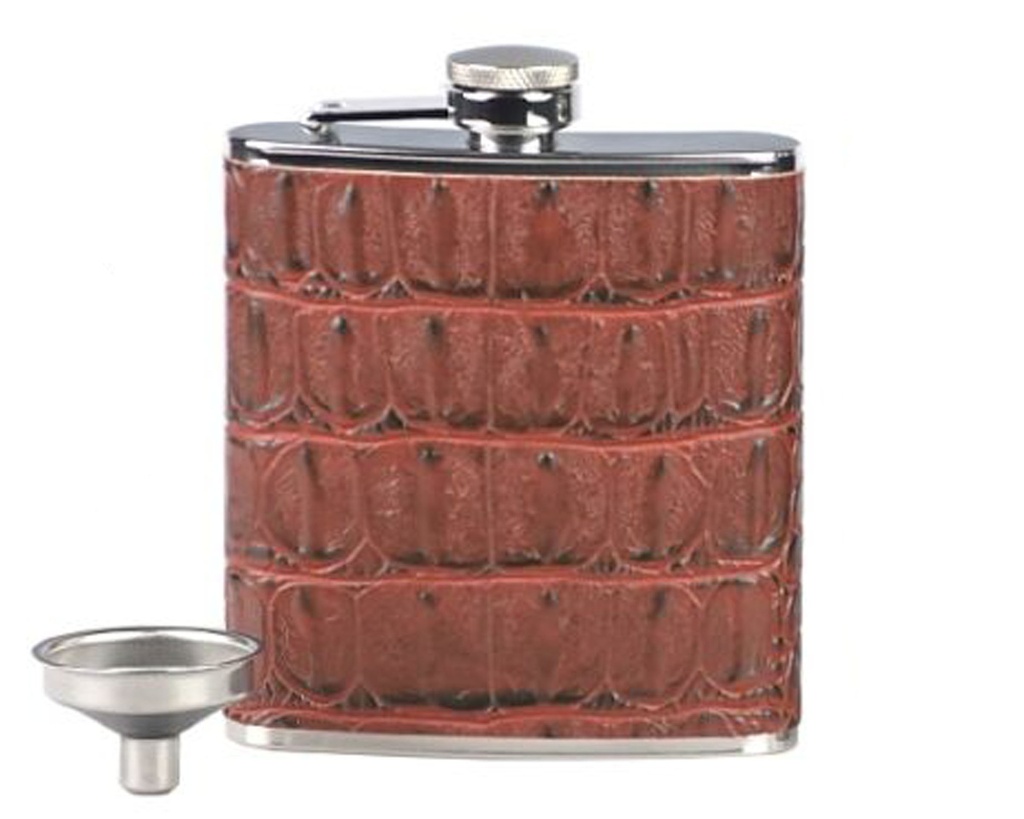 Hip Flask - Lubinski Croco Brown