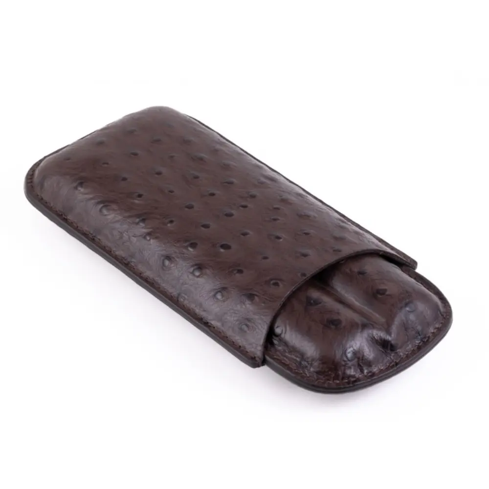 Cigar Case - Fallon Aura Ostrich Sublimes Aubergine - 2 Cigars 